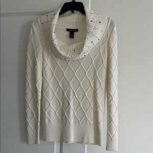 WHBM Cowl Neck Sweater with Embellishments. Size S